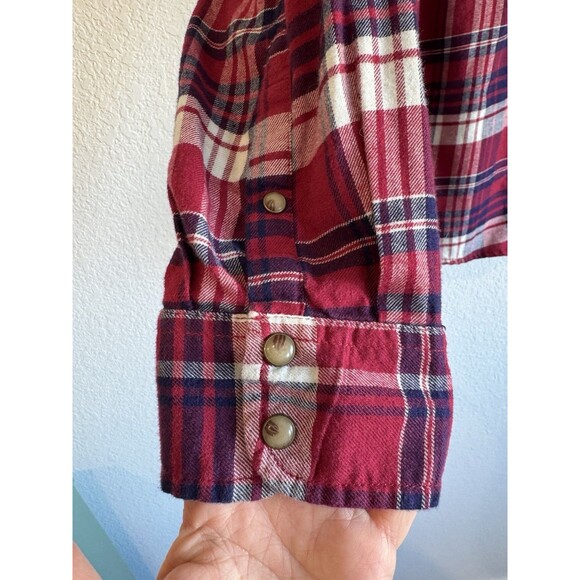 Jachs Girlfriend Women's Red Plaid Long Sleeve Pearl Snap Button Down Shirt M - Picture 4 of 11
